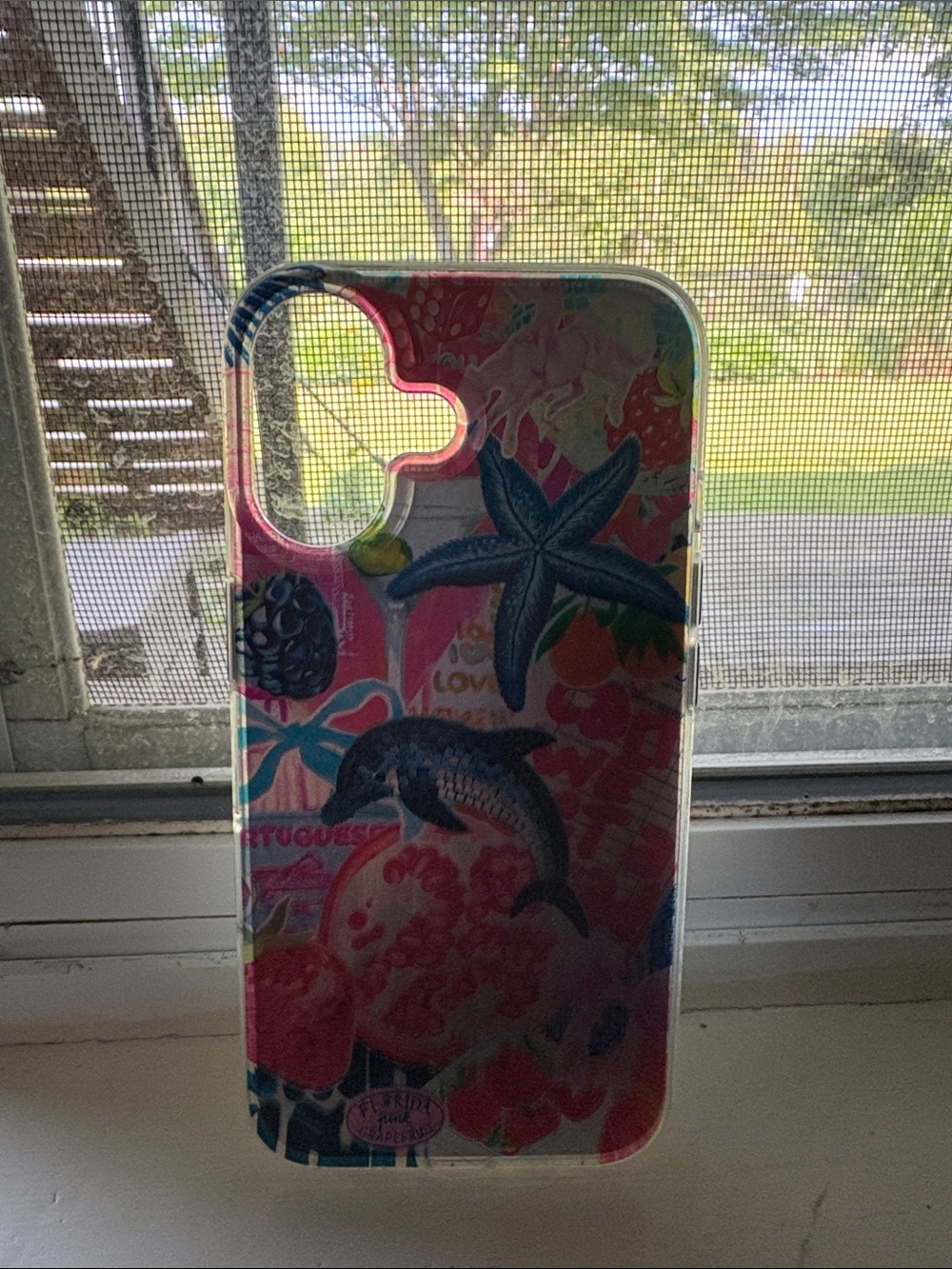Lilly Pulitzer Pink & Blue Tropical Dolphin and Starfish Phone Case